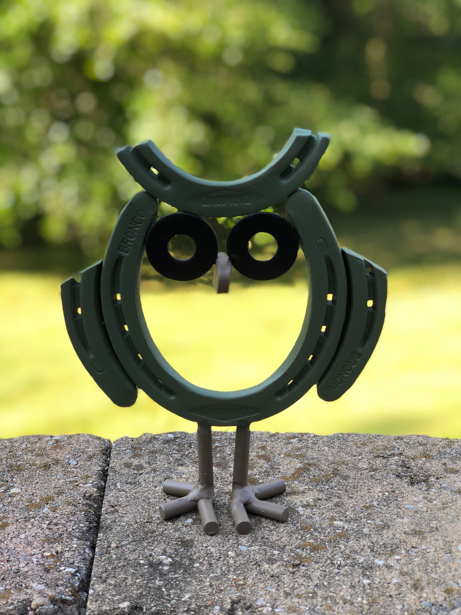 Rustic Horseshoe Owl Metal Art Hand Crafted Hand Painted Etsy