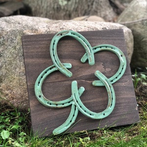 4 Leaf Clover Horseshoe Art | Hand Crafted | Rustic Decor |Lone Ridge Trading