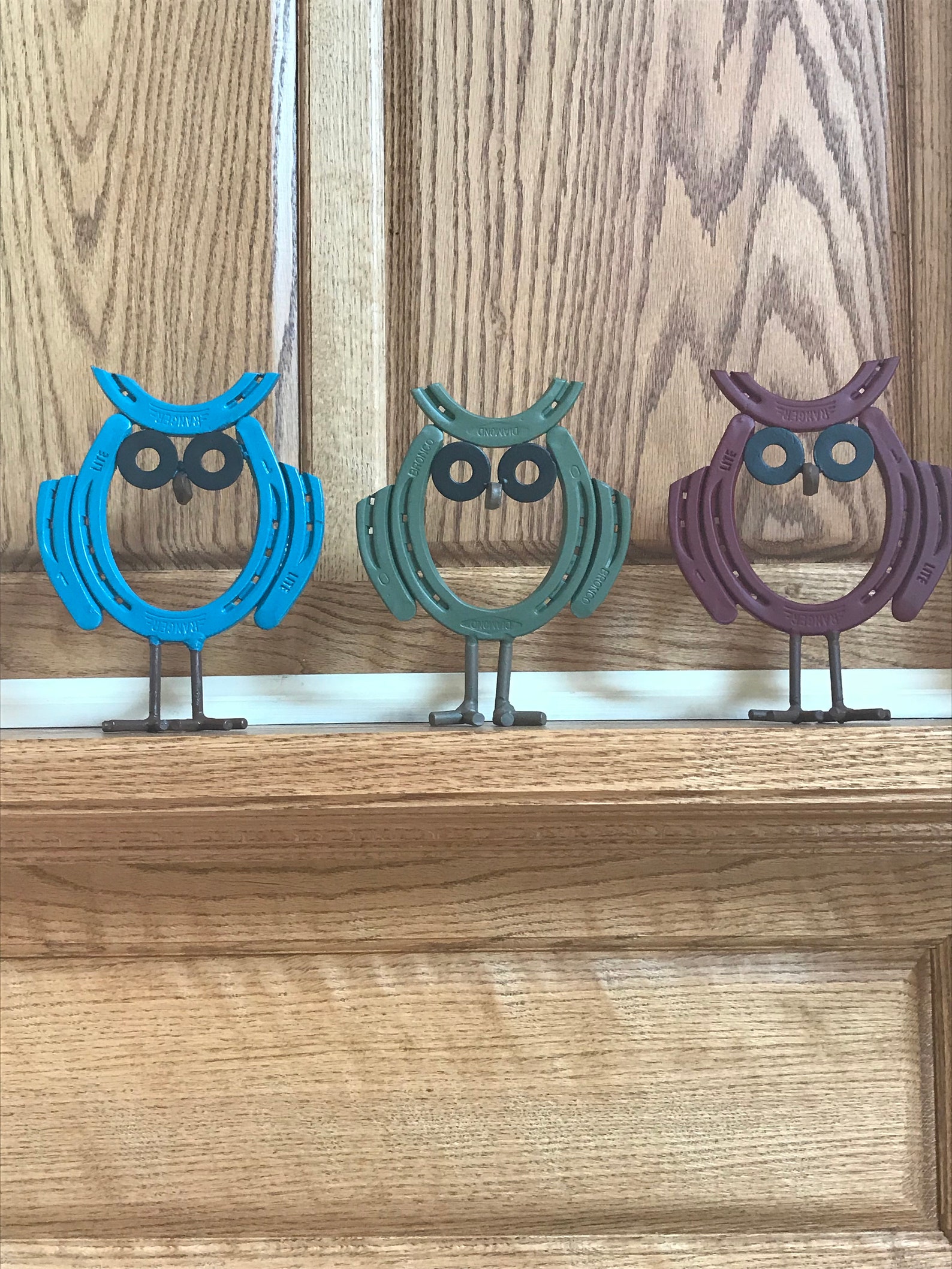 Rustic Horseshoe Owl Metal Art Hand Crafted Hand Painted Etsy