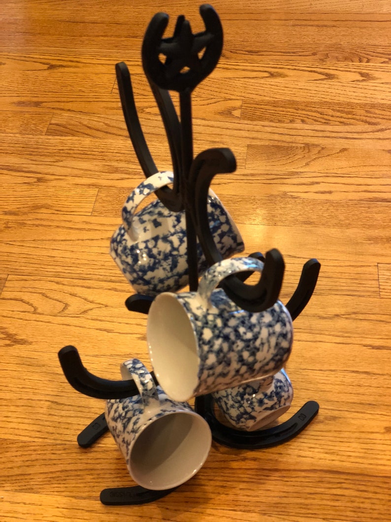 Rustic Horseshoe Coffee Mug & Jewelry Holder Hand Crafted Hand Painted