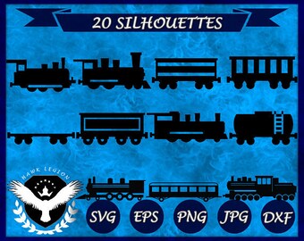 20 Train Silhouette | Train Svg | Train Clipart | Train Vector | Train Printable | Train Decoration | Train Decal | Wall Print | Circuit