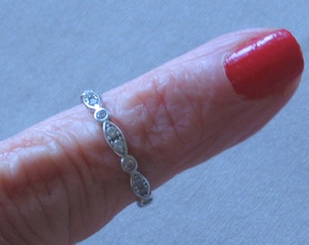 Sterling Silver Eternity Ring: Dainty Zircon Stacking Band