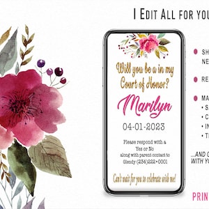 Mis Quince  | Quinceanera Court Proposal Message Dama Chamberlain by TEXT *made for you*