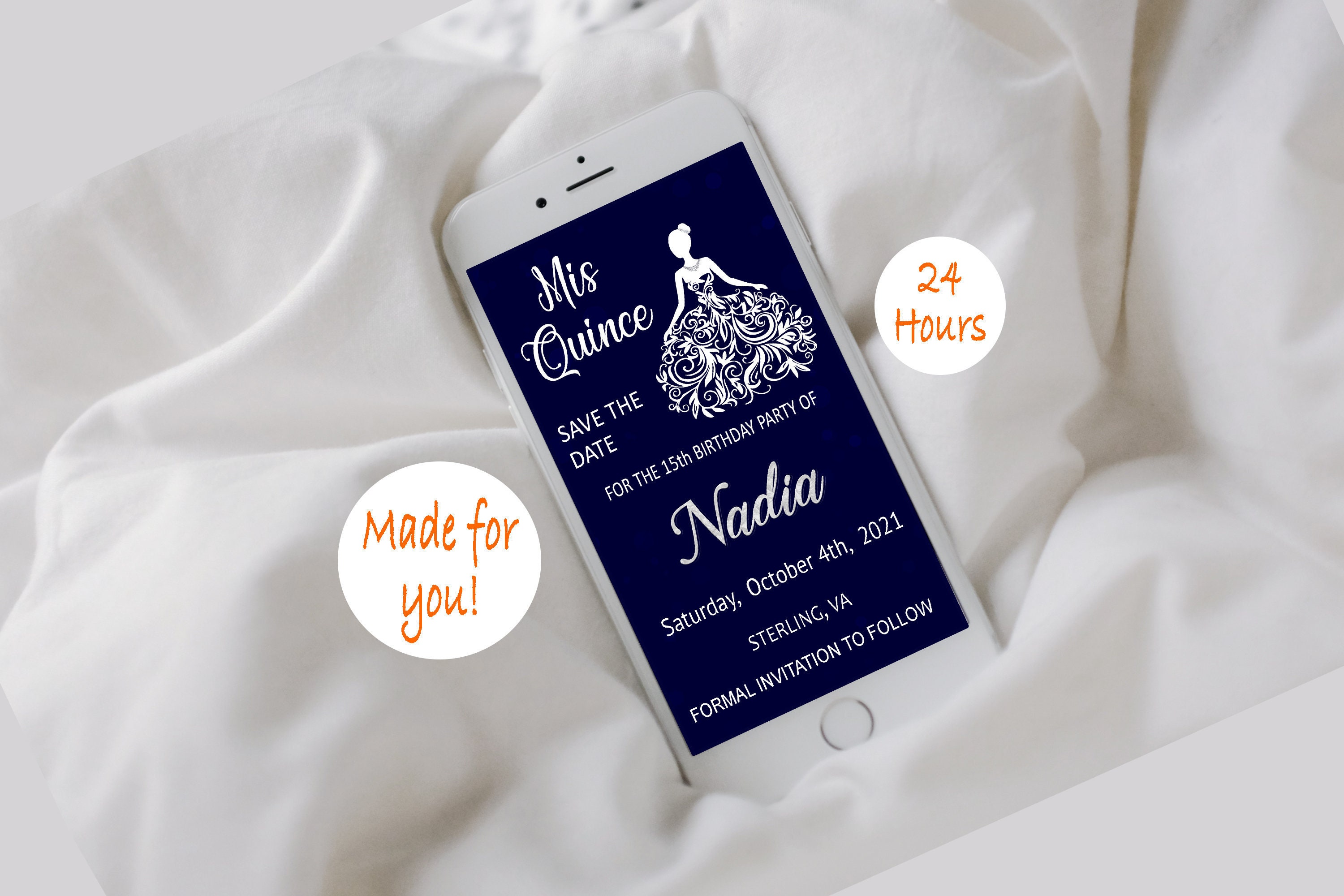 Quinceanera Save Date Digital Invitation Mis Quince Dress Etsy