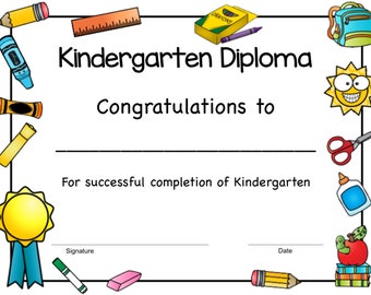kindergarten diploma etsy