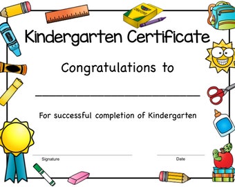 kindergarten award etsy