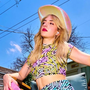 Neon Criss Cross Mesh Crop Top, Festival Style Crop Tops for Women