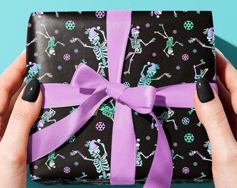 Holiday Dancing Skeletons Wrapping Paper