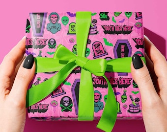 40th Birthday Wrapping Paper: Goth Milestone Gift Wrap