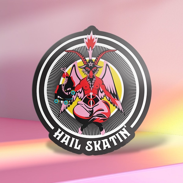 Hail Skatin' Roller Skate Vinyl Sticker, Pentagram Hydroflask Roller Derby Sticker, Rolschaatsaccessoires en geschenken