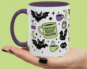 Pastelkleurige gotische vleermuismok: spookachtige koffiekop, Alt Home Decor