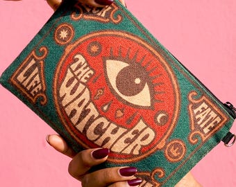 Czarownicowa kosmetyczka i saszetka na talię tarota - torebka na nadgarstek Evil Eye Festival - torba retro gotycka