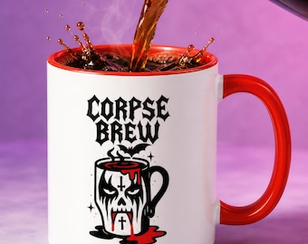 Black Metal Coffee Mug, Corpse Paint Skull Cup, Goth Kitchen Decor, Macabre Drinkware, Spooky Gift for Rocker, Alternative Graphic Mug