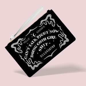 Ouija Goth Girl Vegan Leather Fashion Wristlet, élégant sac à main en similicuir noir, cadeaux gothiques pour elle