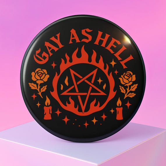 Gay As Hell Pride Pinback Button - Queer Punk Lgbt Pride Merch for…