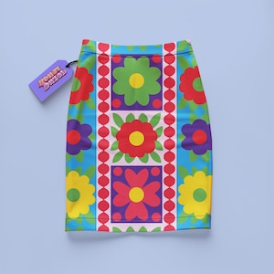 Minifalda retro con estampado floral, ropa psicodélica de los años 70 para festivales, falda ajustada Dopamine Dressing, atuendo rave para mujer, estilo Y2K colorido