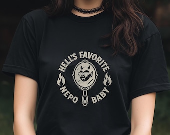 Gothic Tee: Hell's Favourite Nepo Baby - Alt Humor Fashion