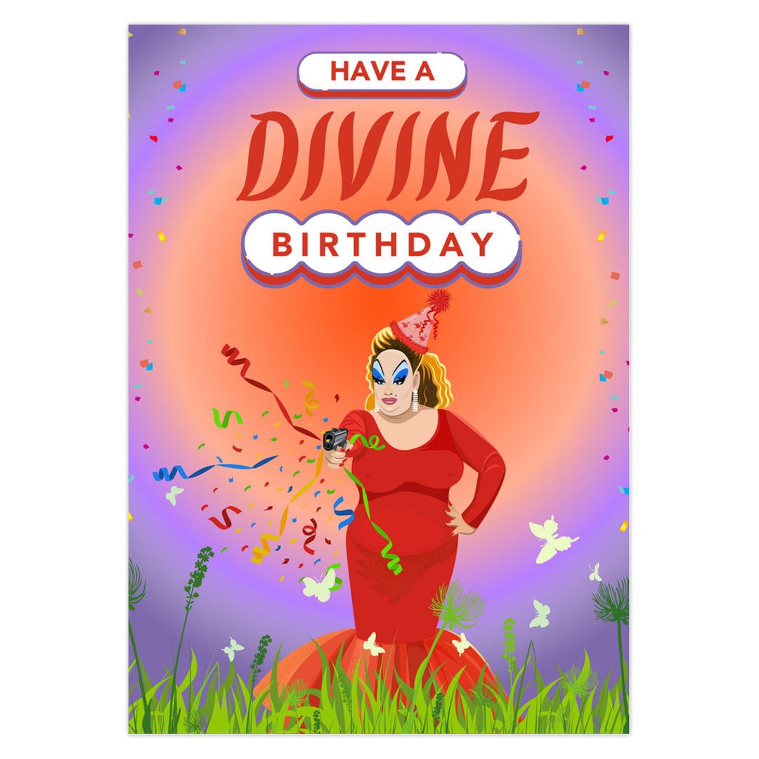 Drag Queen Divine Birthday Card, John Waters Card, Birthday Greeting