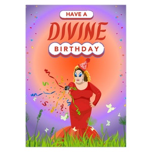 Carte d'anniversaire divine Drag Queen, carte John Waters, carte de voeux d'anniversaire, cadeaux Drag Queen