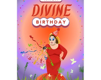 Drag Queen Divine Birthday Card, John Waters Card, Birthday Greeting Card, Drag Queen Gifts