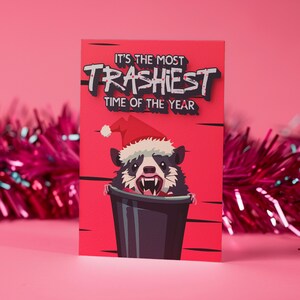 Carte de joyeux Noël Possum, voeux de vacances punk rock, coffret de cartes de voeux meme animal drôle