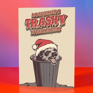 Carte de Noël Trash Possum, voeux de vacances punk, Possum Noël, cartes de Noël drôles d'animaux meme