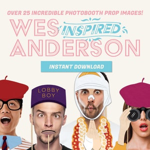 Printable Wes Anderson-Inspired, Cinema Characters Printable Photo Booth Props - INSTANT DIGITAL DOWNLOAD