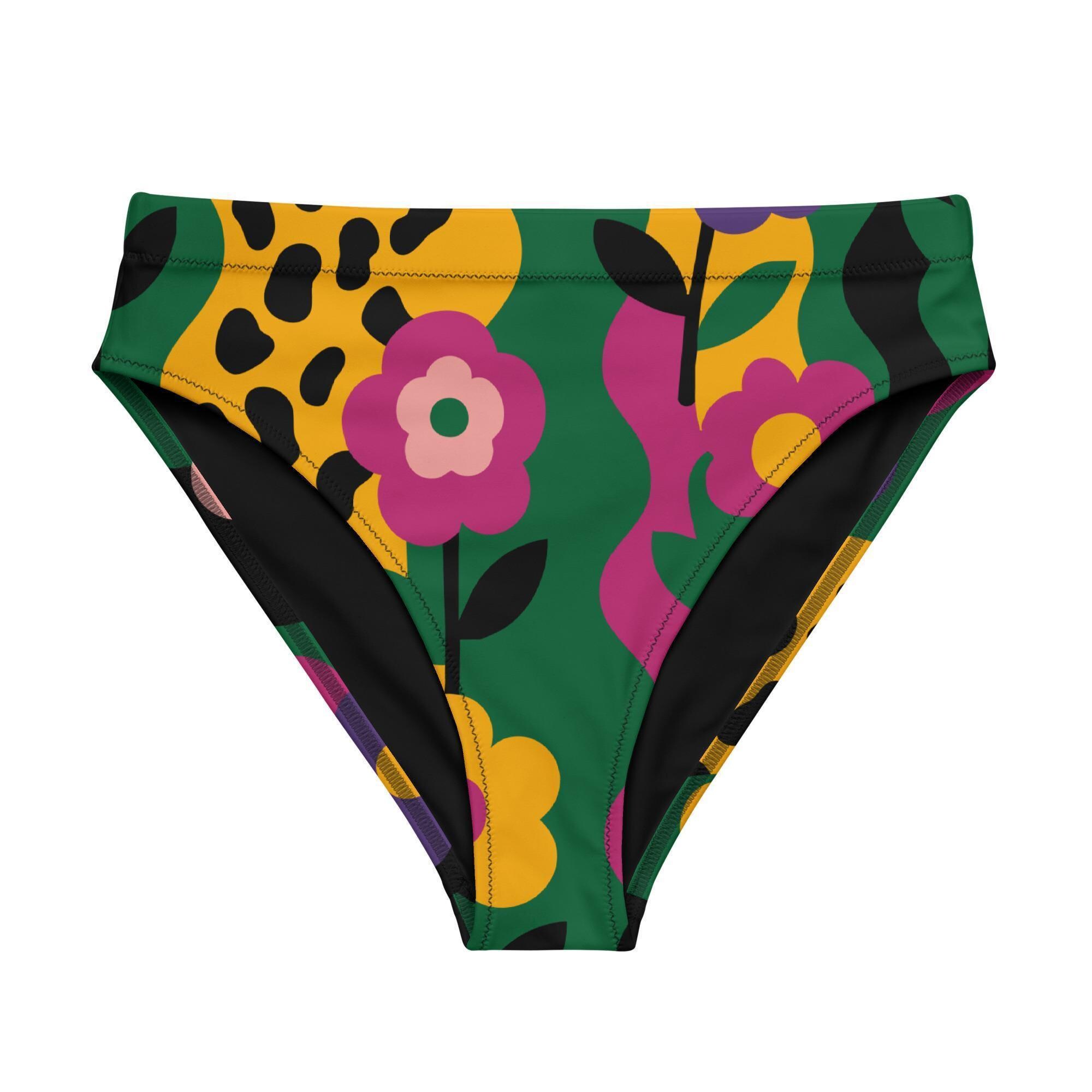 Retro Floral Bikini Bottom for Women, Maximalist Festival Bikini
