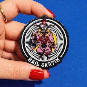 Hail Skatin Baphomet Emaille Pin, Vintage Skate Anstecknadel