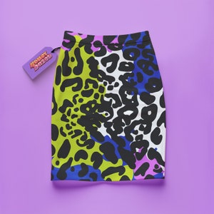 Bold Leopard Print Mini Skirt for Women 90s Animal Print Club Skirt Colorblock Skirt for Festival Looks Neon Y2K Aesthetic Fashion