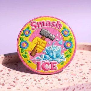 Pinback Button SMASH ICE - Floral Folk Activist Badge for Abolish ICE and Social Justice