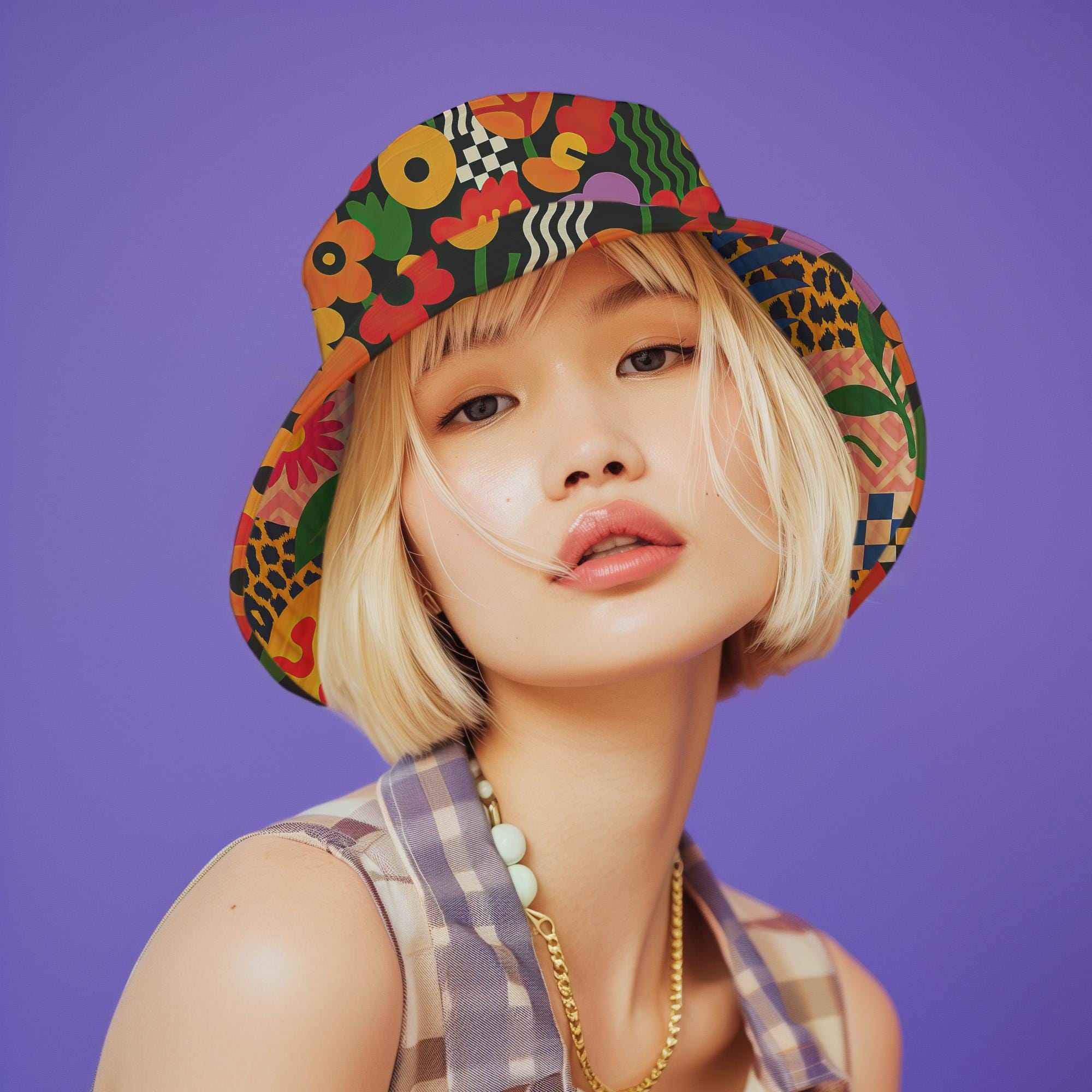 Reversible Bucket Hat: 70s Floral & Y2K Cherry Print - Etsy