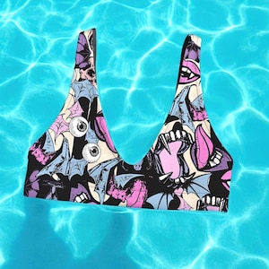 Pastel Goth Bikini Top For Summer Swimwear Women&#39;s Horror Swimsuit For Pool Party Or Beachwear