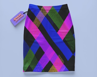 Glitch Grunge Tartan Plaid Mini Skirt - Cyberpunk Bodycon Skirt for Goth & Techwear Style
