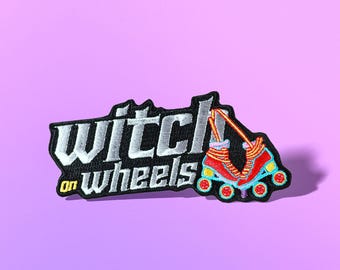 Metallic Witch Roller Skate Iron-On Patch - Punk Skater Accessory Gift for Jackets and Bags