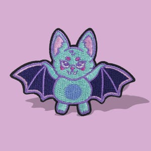 Vampire Bat Iron-On Patch, Pastel Goth Kawaii Style