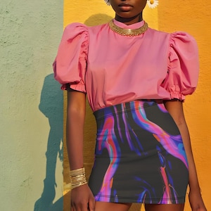 Holographic Mini Skirt High Waisted Y2K Fashion Rave Outfit Festival Clothing Party Wear Iridescent Club Wear, Apparel Maximalist Fashion