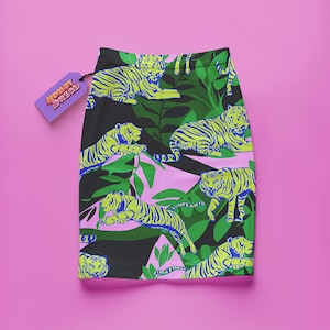 Green Tiger Print Women&#39;s Bodycon Mini Skirt