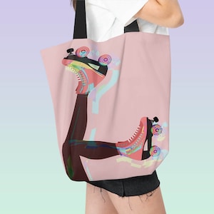 Roller Skate Jumbo 18x18 Canvas Tote Bag, Skating Accessories, Shoulder Bags For Roller Skaters,  Shoulder Bag for Her