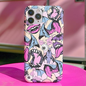 Pastel Goth Phone Case: Halloween Bats Design