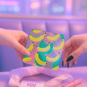Podkładka pod banany, dekoracja Pop Art, prezent na wózek z owocami, estetyczna dekoracja kokietki z lat 80., pastelowa podkładka pod napój, uroczy prezent poniżej 20 lat, dekoracja dopaminy