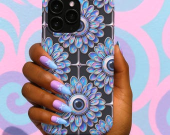 Gothic Floral Eyeball Phone Case - Weirdcore Iridescent iPhone and Samsung Galaxy Protective Cover