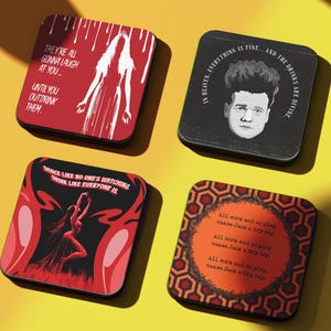 Horror Movie Coaster Set: Gothic Home Bar Decor