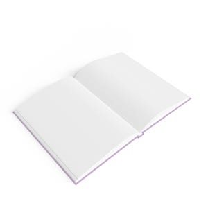 A 5 by 7 inch hardcover journal with a matte pastel purple cover and black printed graphics. The front features a retro inspired illustration of a white ghost character. One design shows the ghost holding a locked book flanked by a lit candle and a skeleton key with text reading Notes For My Future Ghost. The other shows the ghost peeking over a blank label with text reading Property Of The Future Ghost. Both include crescent moons, four point stars, and vintage decorative border frames.