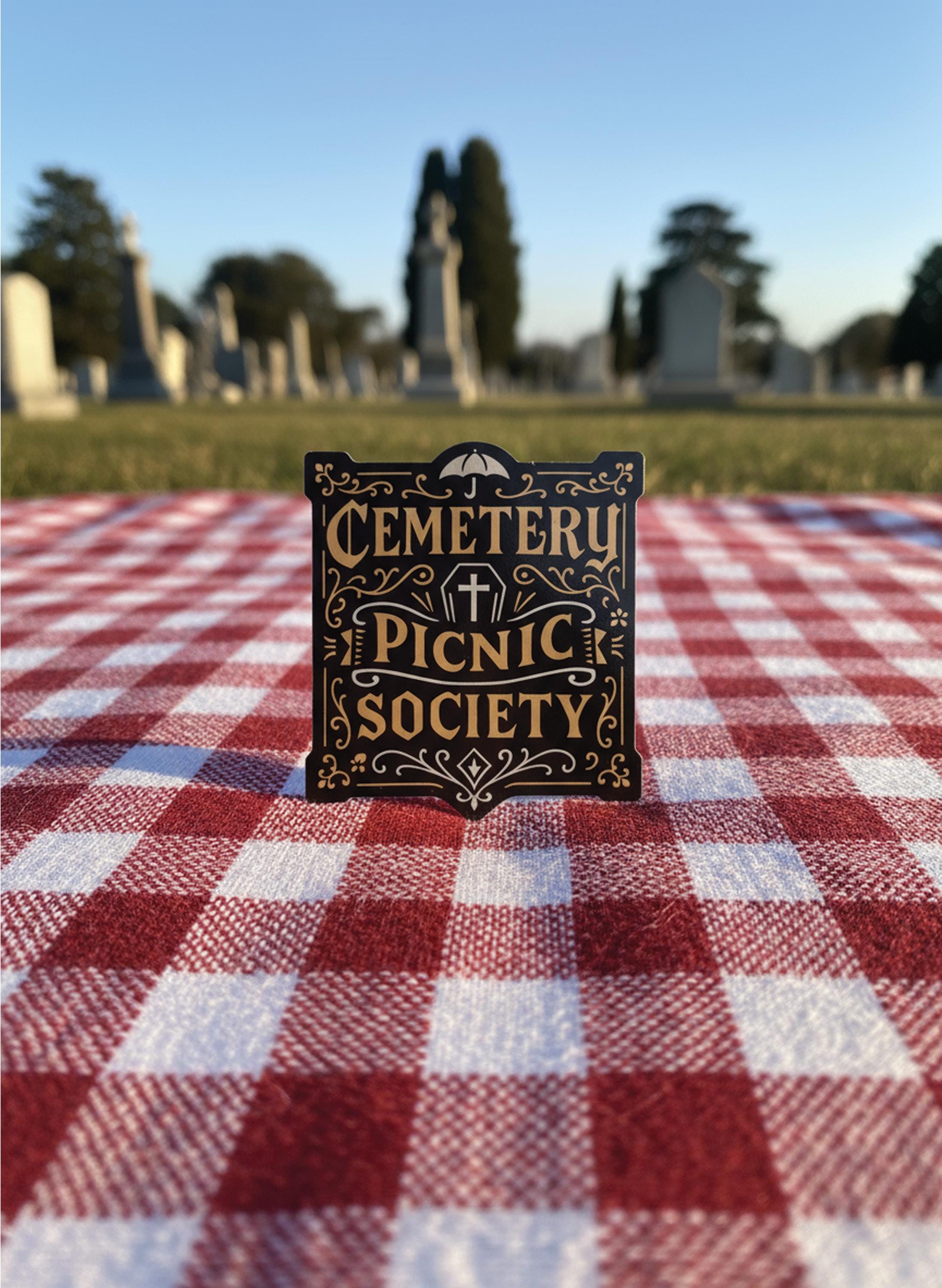 Cemetery Picnic Society Sticker, Gothic Vinyl Decal With Victorian Font ...
