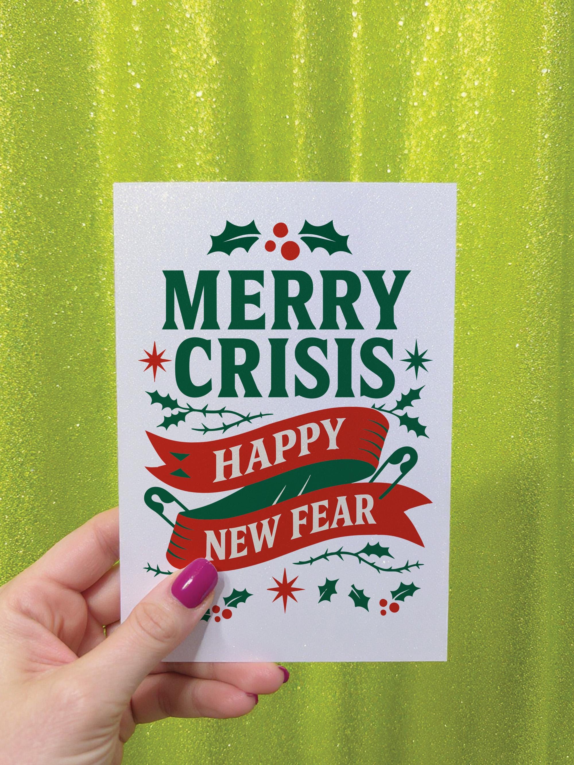 Alternative Holiday Card 'merry Crisis' - Goth Punk Rock 5x7