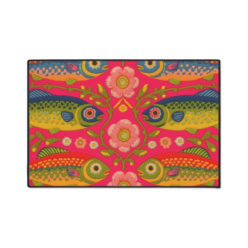 Sardine Doormat Outdoor, Pink Fish Maximalist Rug, Maximalist Fun Kitchen Mat for Dopamine Home image 6