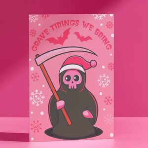 Grim Reaper Christmas Card, Goth Christmas Carding: Spooky Holiday Card, Macabre Greetings, Creepy Cute Alternative Christmas