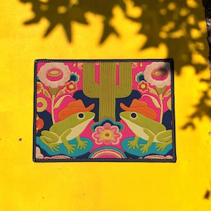 Psychedelische deurmat cowboykikker - kleurrijke maximalist grappige kikker decor entreemat