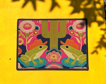 Psychedelic Cowboy Frog Doormat - Colorful Maximalist Funny Frog Decor Entryway Mat